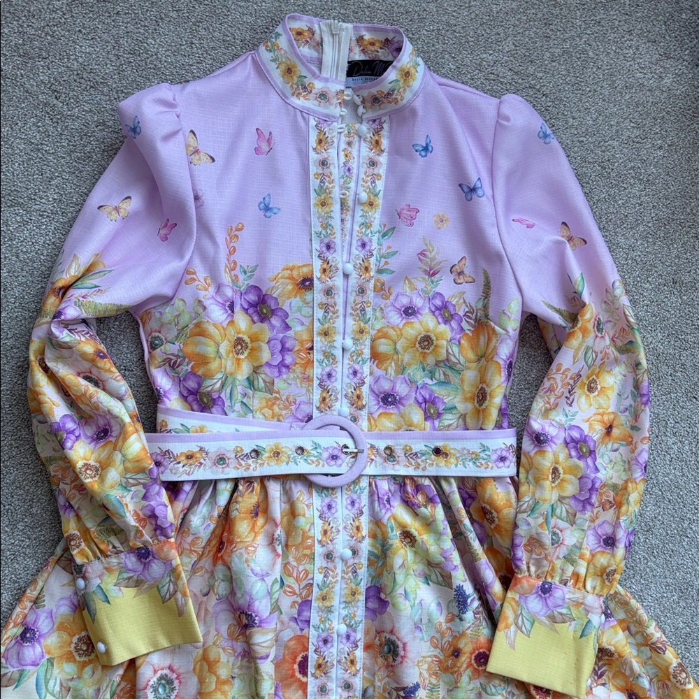 Dalia MacPhee Floral  Dress with Belt. Size M. 
Worn only once.